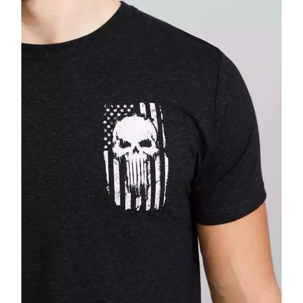 Howitzer Style Men's T-Shirt SKULL FLAG Military Grunt S M L XL 2XL 3XL - Picture 5 of 12